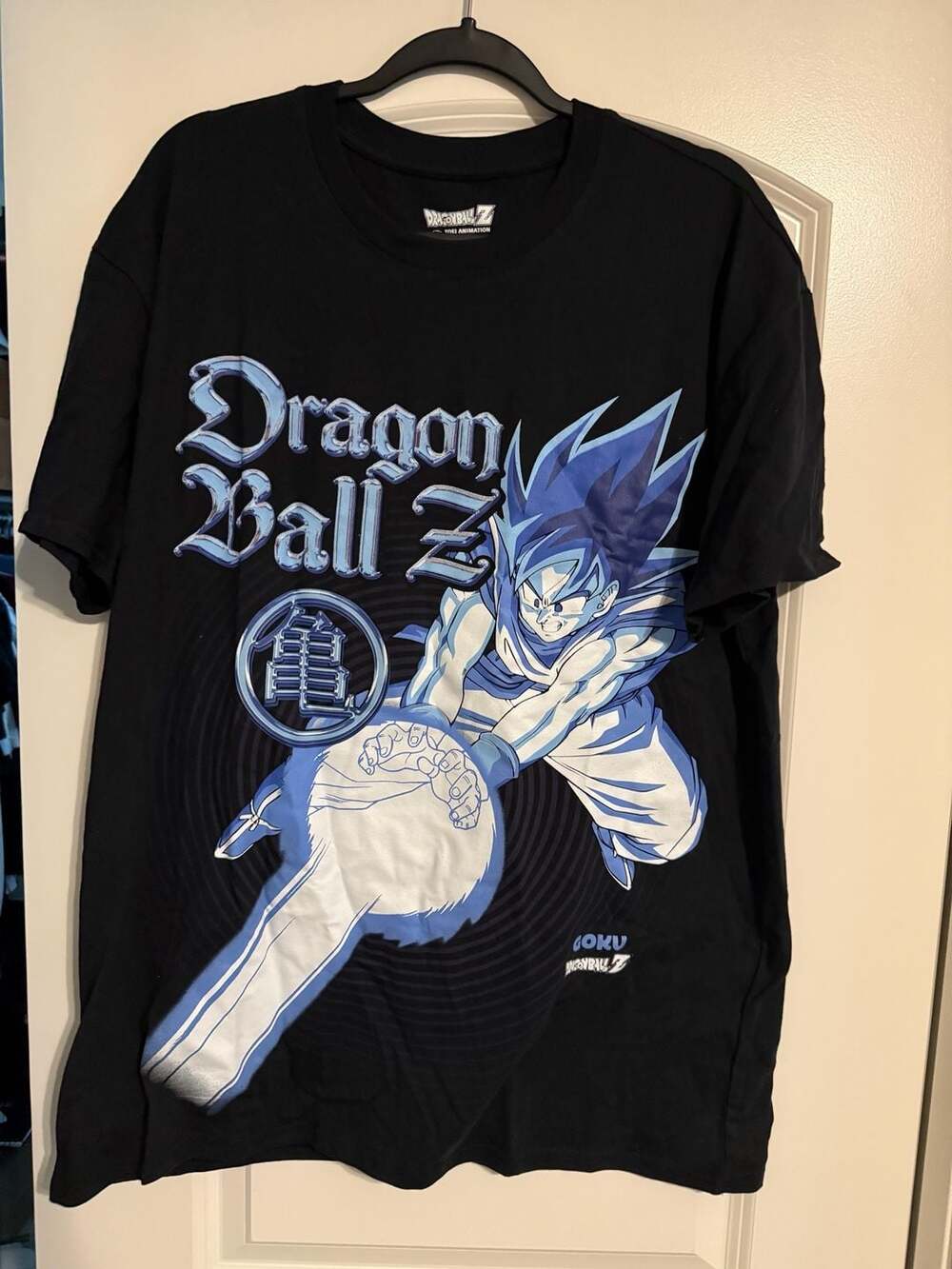 Dragon Ball Z Goku Blue Poster Art Short Sleeve Black T-Shirt